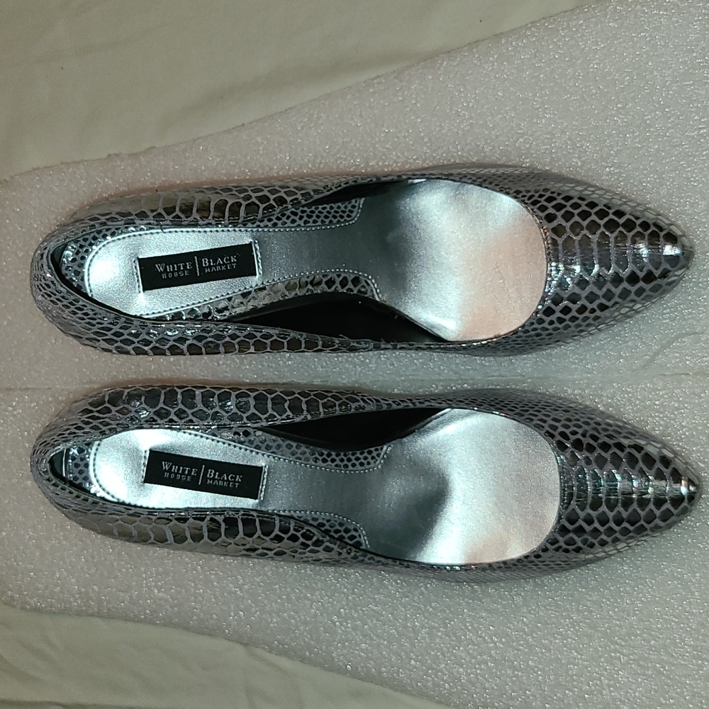 White House Black Market Rece Silver Metallic